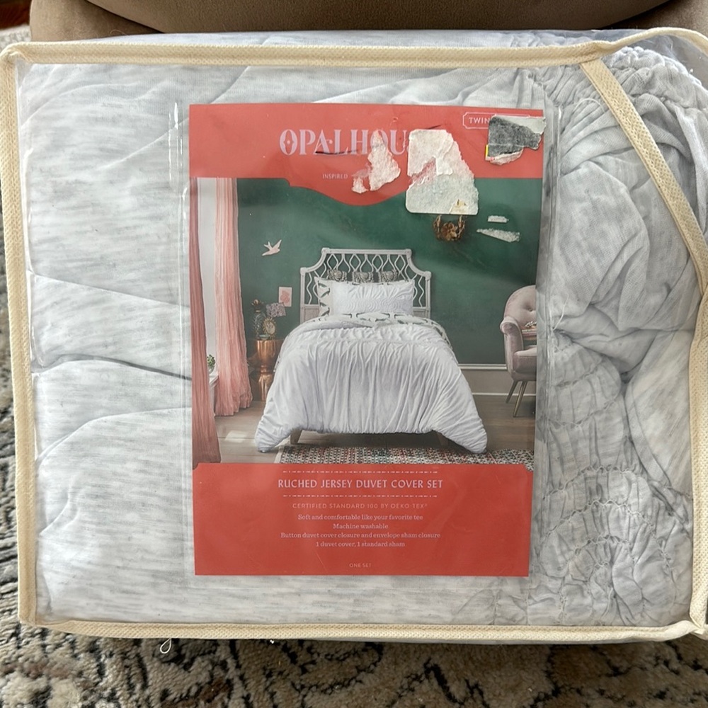 Opalhouse Ruched Jersey Duvet Cover Set - Gray